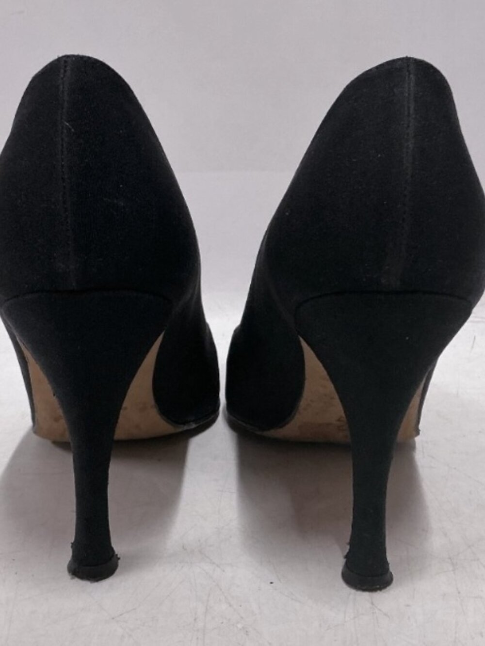 Authentic $1095 Manolo Blahnik Aria Black Open Toe Peep Shoes Heels Pumps US 7 - Picture 8 of 9